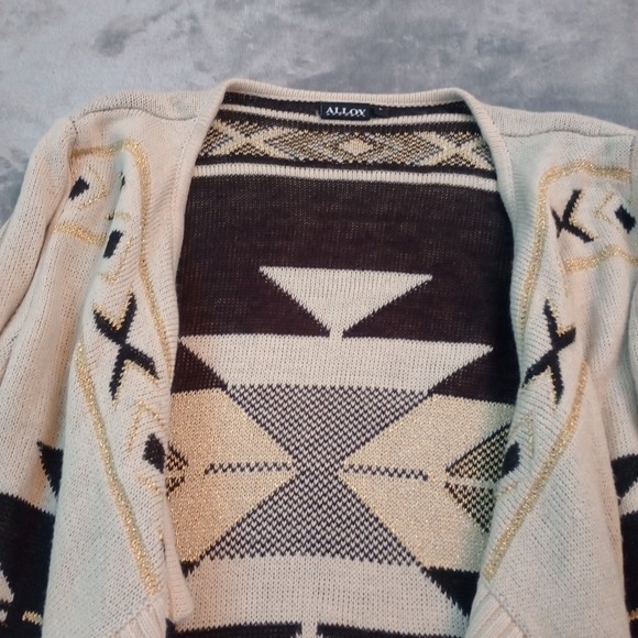 Aztec‎ Southwestern Open Front Long Cardigan Sweater Flowy Western Womens Large - Picture 3 of 12